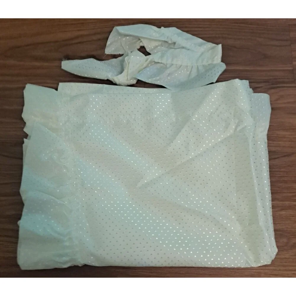 White Fabric Shower Curtain 2 Panel Ruffled NWOT 1 Tie Back Cottage Romance